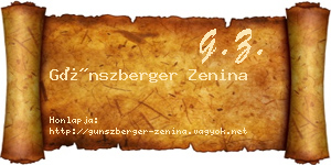 Günszberger Zenina névjegykártya